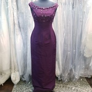 True Vintage 💜 100% Silk Yarn Plum Formal Dress